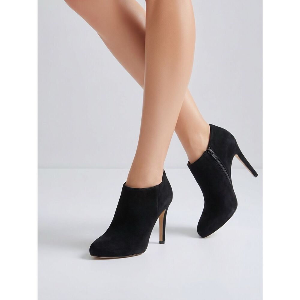 BLACK SUEDE SAM EDELMAN 4.5” SIDE ZIP ANKLE BOOT 6